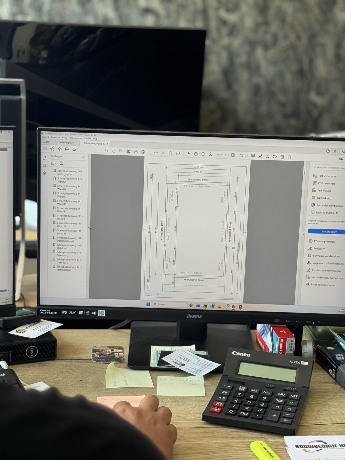 HSB-bouwtekening op monitor bij Bouwbedrijf het Gilde